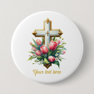 Cute Religious Cross add text  3 Inch Round Button