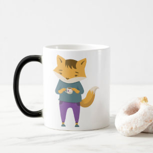 Cute renard avec tasse de thé