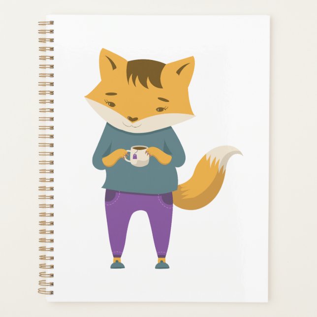 Cute renard avec tasse de thé (Devant)