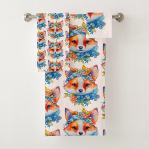 Cute Renard orange avec Couronne florale