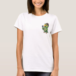 Cute Reporter Parrot Journalist Cartoon T-Shirt