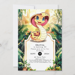 Cute Reptiles Snake Birthday Invitation