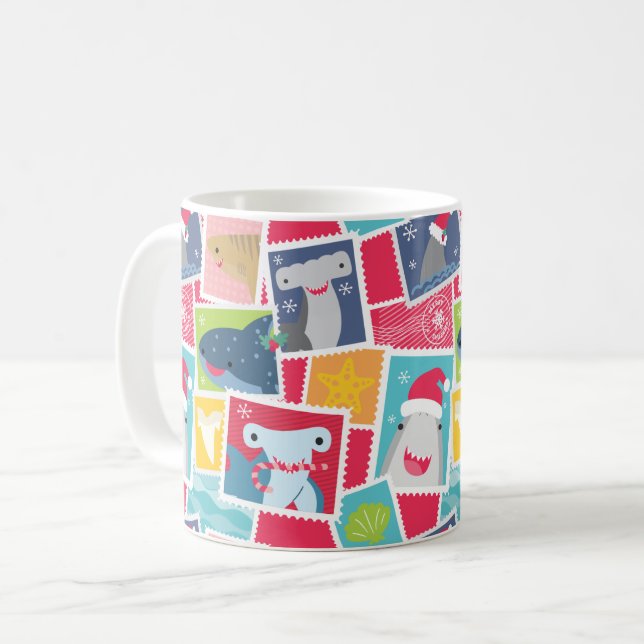 Cute Requin Espèces Mug de Noël (Devant gauche)