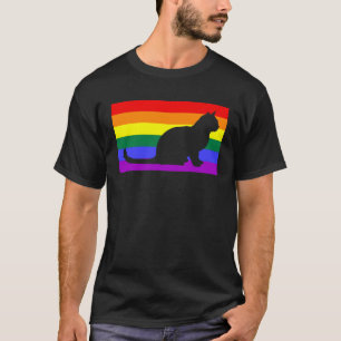 Cute Rescue Cat Love LGBTQ Gay Pride Flag Queer T-Shirt
