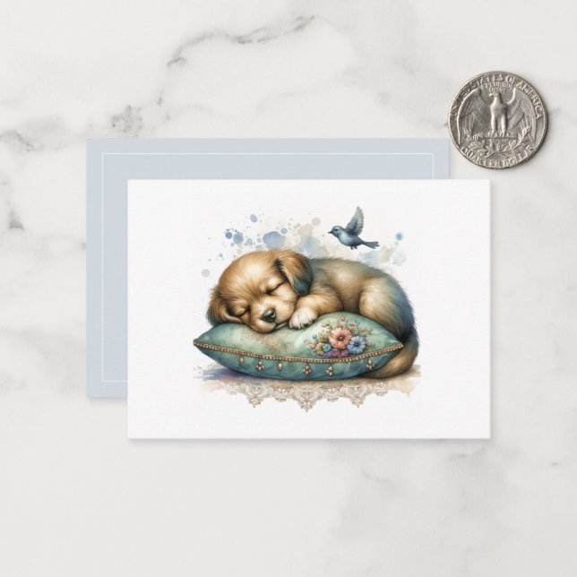 Cute Restful Puppy Card (Front/Back In Situ)