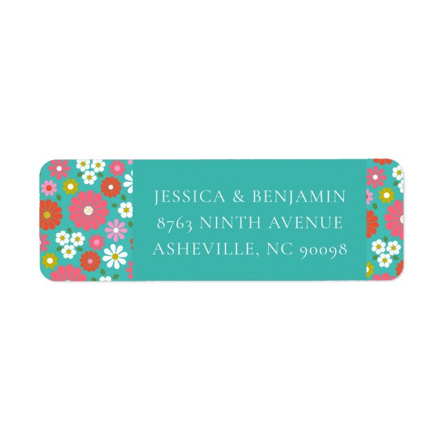 Cute Retro 60s Flower Turquoise Custom Baby Shower (Front)