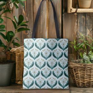  Cute Retro 70's Flower Power Mint Green Daisy Tote Bag