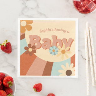 Cute Retro 70s Groovy Baby Shower Napkin