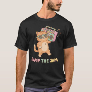 Cute Retro 90s Cat Boombox Pump The Jam T-Shirt