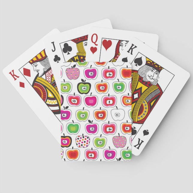 Cute retro apple pattern playing cards (Back)