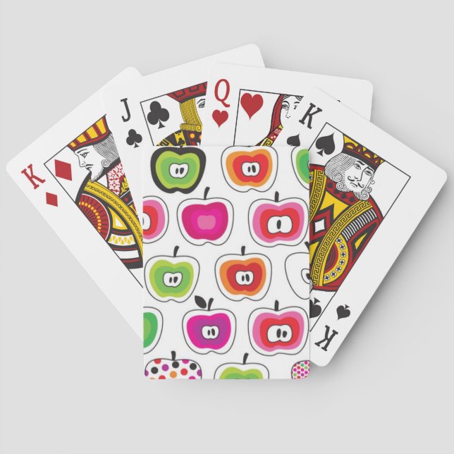 Cute retro apple pattern playing cards (Back)