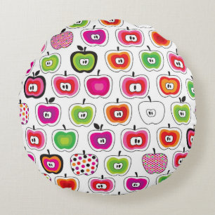Cute retro apple pattern round pillow