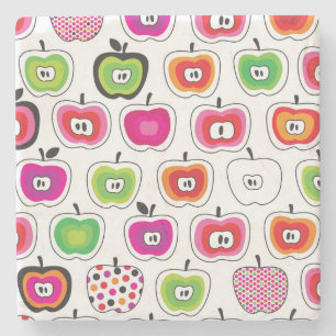 Cute retro apple pattern stone coaster