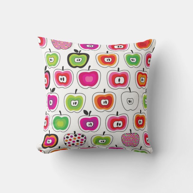 Cute retro apple pattern throw pillow (Front)