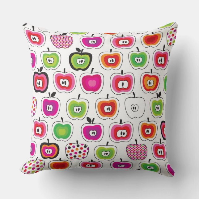 Cute retro apple pattern throw pillow (Front)
