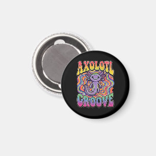 Cute Retro Axolotl Groove trippy 70 hippie rainbow Magnet