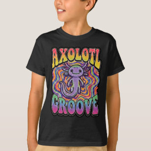 Cute Retro Axolotl Groove trippy 70 hippie rainbow T-Shirt