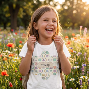 Cute Retro Back to School Mathematics Pattern T-Shirt