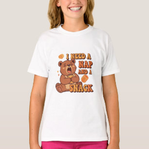 Cute Retro Bear Snack Lover Girls T-Shirt