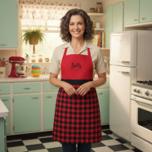 Cute Retro Black and Red Buffalo Plaid Customized