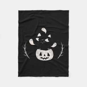 Cute Retro Black Cat Fall Halloween Fleece Blanket