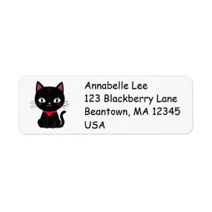 Cute Retro Black Cat Label