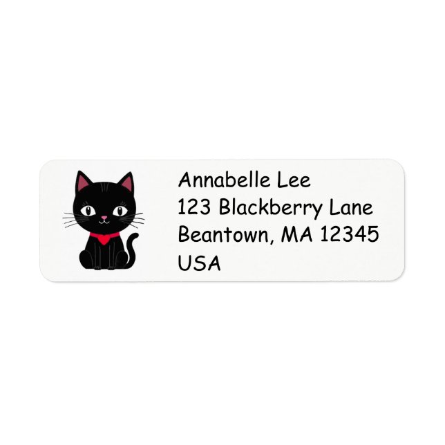 Cute Retro Black Cat Label (Front)