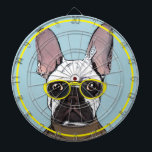 Cute Retro Blue French Bulldog With Neon Glasses Dartboard<br><div class="desc">For any further customisation or any other matching items,  please feel free to contact me at yellowfebstudio@gmail.com</div>