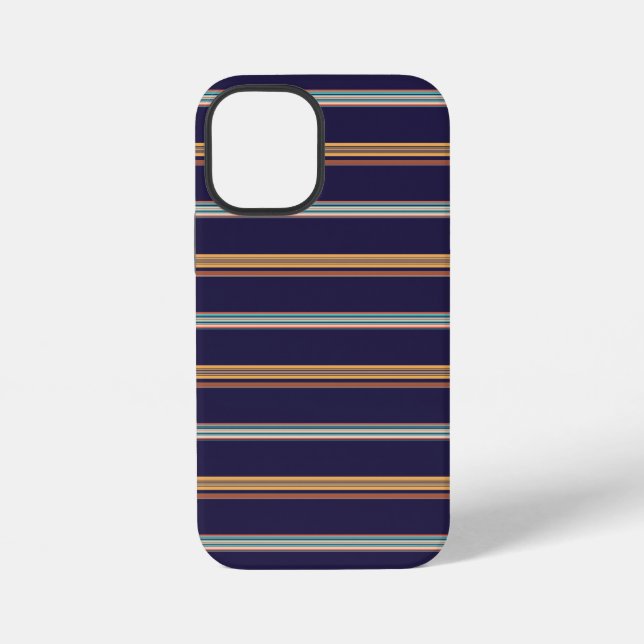 Cute retro blue stripes iPhone case (Back)