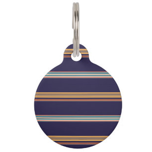 Cute retro blue stripes pet tag