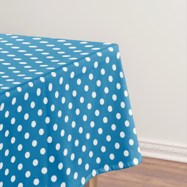 Cute Retro Blue White Polka Dot Pattern  Tablecloth (In Situ)