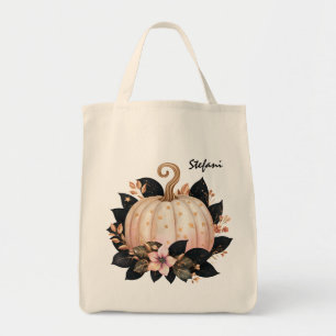Cute Retro Blush Pink Pumpkin Personalized Tote Bag