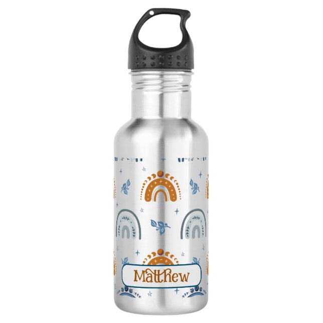 Cute Retro Boho Celestial Pattern Personalized 532 Ml Water Bottle (Front)