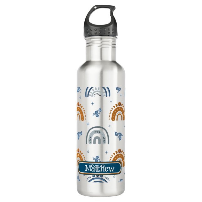Cute Retro Boho Celestial Pattern Personalized 710 Ml Water Bottle (Front)