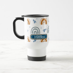 Cute Retro Boho Celestial Pattern Personalized Travel Mug