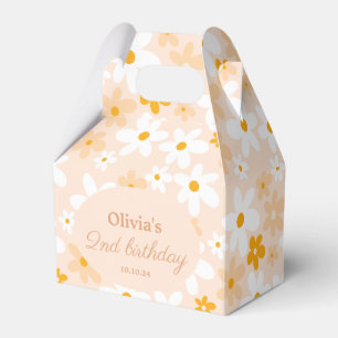 Cute Retro Boho Groovy Daisy Birthday Party Favor Box