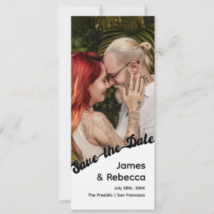 Cute Retro Boho Minimalist Quirky Text & Photo Save The Date