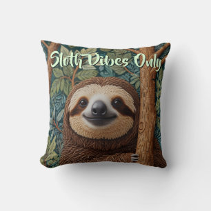 Cute retro boho Sloth Hang in there sloth vibes  Throw Pillow