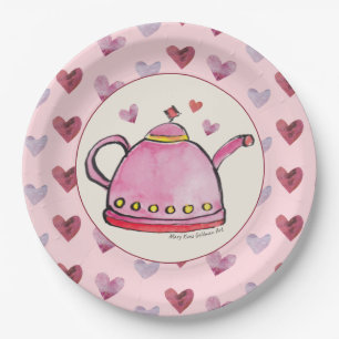 Cute Retro Boho Valentine's Day Ladies Tea Party Paper Plate
