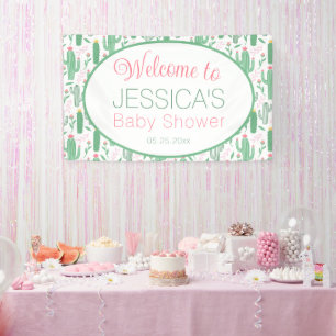 Cute Retro Cactus Succulent Floral Baby Shower   Banner