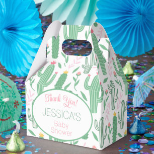 Cute Retro Cactus Succulent Floral Baby Shower   Favor Box