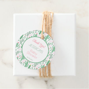Cute Retro Cactus Succulent Floral Baby Shower Favour Tags