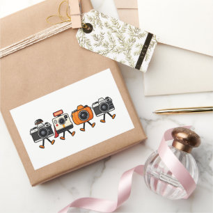 Cute Retro Cameras Walking Together Sticker