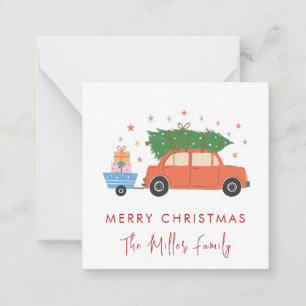 Cute Retro Car with Christmas tree Holiday  Card