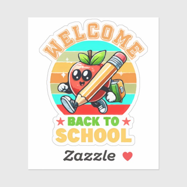 Cute Retro Cartoon Apple | Welcome Back To School  (Sheet)