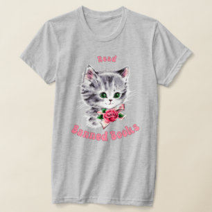 Cute Retro Cat - Read Banned Books T-Shirt