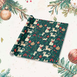 Cute Retro Cats on Black Christmas Wrapping Paper<br><div class="desc">It's a cat Christmas when so many cute kitties celebrate the holiday with you on this roll of fun holiday wrapping paper. Adorable kitty cats amidst a field of red and green star-topped firs, red ribbons, little boxes, and vintage ornaments, all on a dark green/ black background. A whimsical pattern...</div>