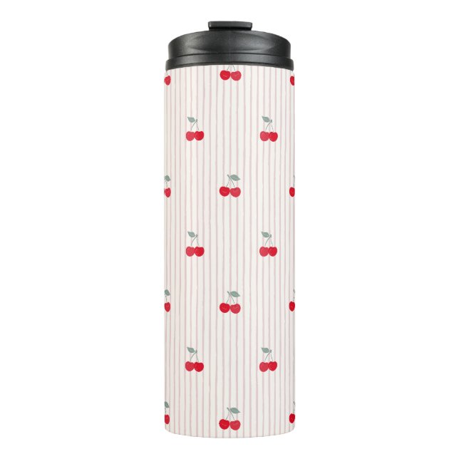 Cute Retro Cherry Pattern Sweetheart Glaze Thermal Tumbler (Front)