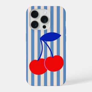 Cute Retro Cherry Stripes iPhone 15 Pro Case