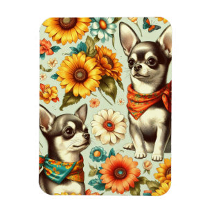 Cute Retro Chihuahua Illustration Magnet
